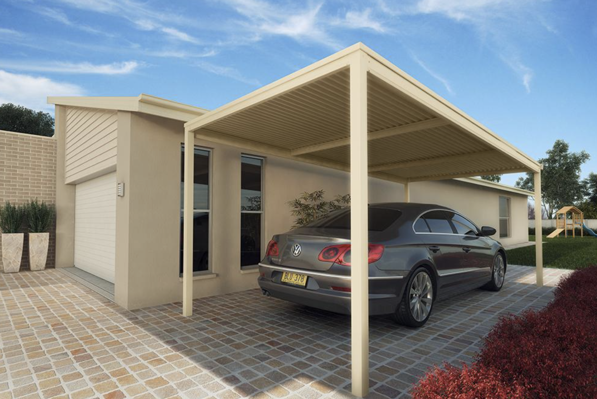 Car shelter in brisbane providing protection for vehicles from rain, storms, and adverse weather conditions.